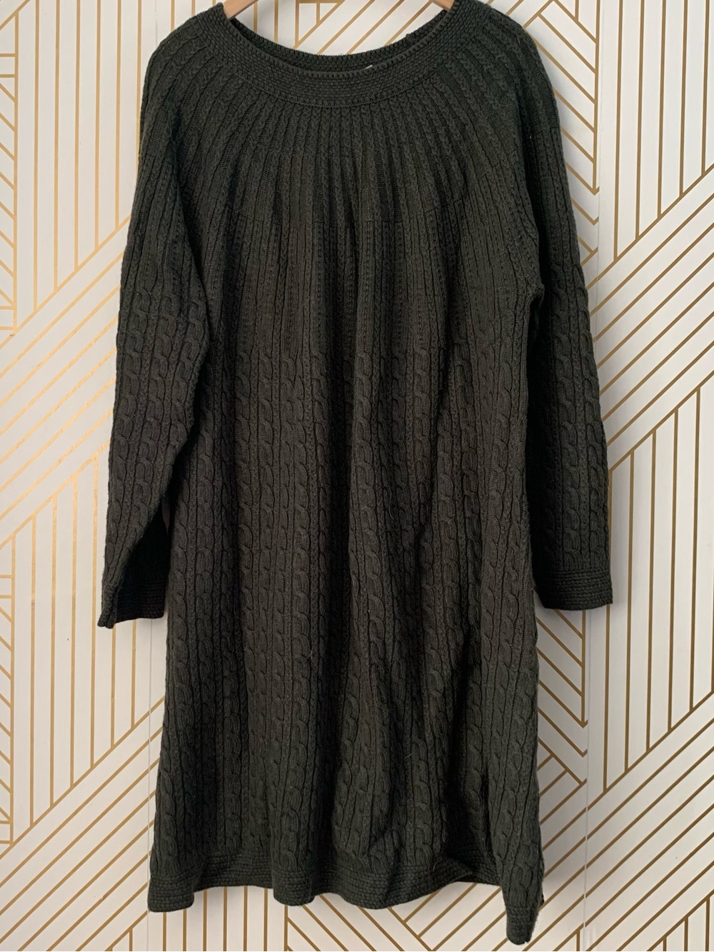 Soft Surroundings Cabin Creek Cashmere wool blend Sweater Dress Deep Olive Green